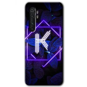 Xiaomi Mi Note 10 Lite Dark Neon Yaprak K Harfi Baskılı Uyumlu Silikon Kılıf
