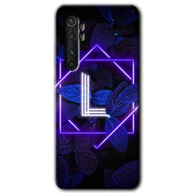 Xiaomi Mi Note 10 Lite Dark Neon Yaprak L Harfi Baskılı Uyumlu Silikon Kılıf