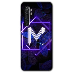 Xiaomi Mi Note 10 Lite Dark Neon Yaprak M Harfi Baskılı Uyumlu Silikon Kılıf