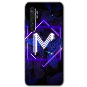 Xiaomi Mi Note 10 Lite Dark Neon Yaprak M Harfi Baskılı Uyumlu Silikon Kılıf