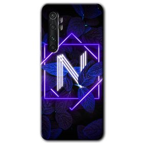 Xiaomi Mi Note 10 Lite Dark Neon Yaprak N Harfi Baskılı Uyumlu Silikon Kılıf