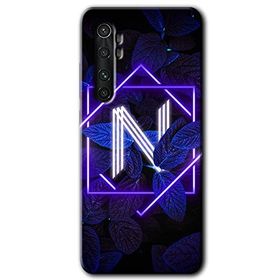 Xiaomi Mi Note 10 Lite Dark Neon Yaprak N Harfi Baskılı Uyumlu Silikon Kılıf