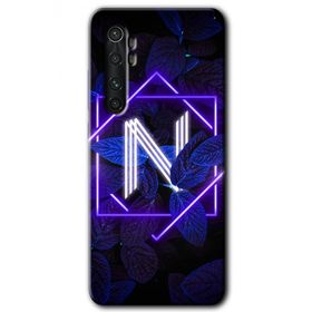 Xiaomi Mi Note 10 Lite Dark Neon Yaprak N Harfi Baskılı Uyumlu Silikon Kılıf