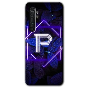 Xiaomi Mi Note 10 Lite Dark Neon Yaprak P Harfi Baskılı Uyumlu Silikon Kılıf