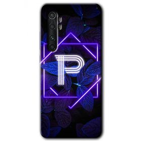 Xiaomi Mi Note 10 Lite Dark Neon Yaprak P Harfi Baskılı Uyumlu Silikon Kılıf