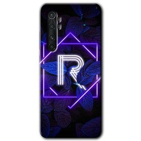 Xiaomi Mi Note 10 Lite Dark Neon Yaprak R Harfi Baskılı Uyumlu Silikon Kılıf