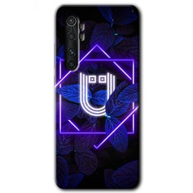 Xiaomi Mi Note 10 Lite Dark Neon Yaprak U Harfi Baskılı Uyumlu Silikon Kılıf