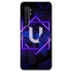 Xiaomi Mi Note 10 Lite Dark Neon Yaprak U Harfi Baskılı Uyumlu Silikon Kılıf