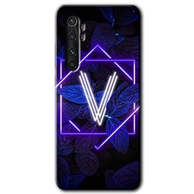 Xiaomi Mi Note 10 Lite Dark Neon Yaprak V Harfi Baskılı Uyumlu Silikon Kılıf