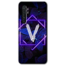 Xiaomi Mi Note 10 Lite Dark Neon Yaprak V Harfi Baskılı Uyumlu Silikon Kılıf
