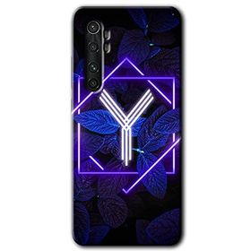 Xiaomi Mi Note 10 Lite Dark Neon Yaprak Y Harfi Baskılı Uyumlu Silikon Kılıf