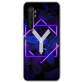 Xiaomi Mi Note 10 Lite Dark Neon Yaprak Y Harfi Baskılı Uyumlu Silikon Kılıf