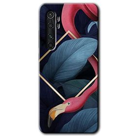 Xiaomi Mi Note 10 Lite Flamingo Yaprak Baskılı Uyumlu Silikon Kılıf