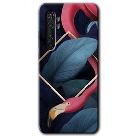 Xiaomi Mi Note 10 Lite Flamingo Yaprak Baskılı Uyumlu Silikon Kılıf