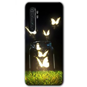 Xiaomi Mi Note 10 Lite Işıklı Kelebekler Baskılı Uyumlu Silikon Kılıf