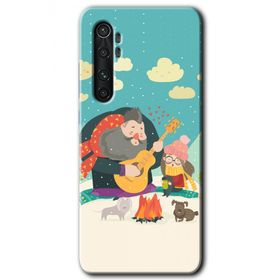 Xiaomi Mi Note 10 Lite Kış Pikniği Baskılı Uyumlu Silikon Kılıf