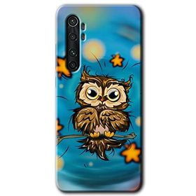Xiaomi Mi Note 10 Lite Owl Bird Stars Baskılı Uyumlu Silikon Kılıf