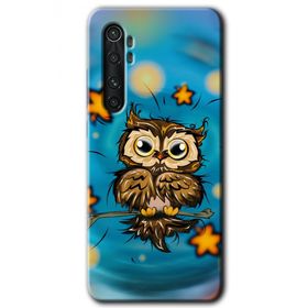 Xiaomi Mi Note 10 Lite Owl Bird Stars Baskılı Uyumlu Silikon Kılıf