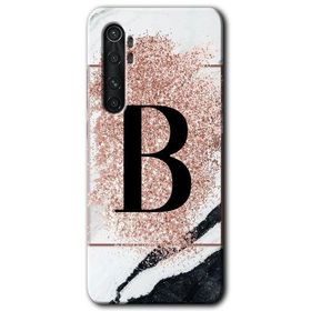 Xiaomi Mi Note 10 Lite Pembe Mermer Desenli B Harfi Baskılı Uyumlu Silikon Kılıf