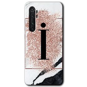 Xiaomi Mi Note 10 Lite Pembe Mermer Desenli I Harfi Baskılı Uyumlu Silikon Kılıf
