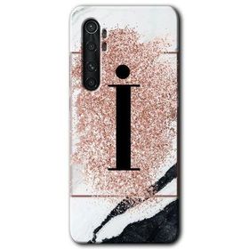 Xiaomi Mi Note 10 Lite Pembe Mermer Desenli I Harfi Baskılı Uyumlu Silikon Kılıf