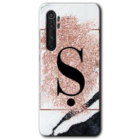 Xiaomi Mi Note 10 Lite Pembe Mermer Desenli S Harfi Baskılı Uyumlu Silikon Kılıf