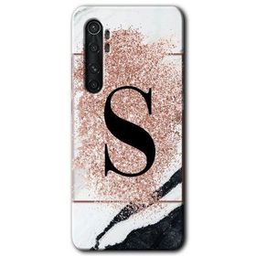 Xiaomi Mi Note 10 Lite Pembe Mermer Desenli S Harfi Baskılı Uyumlu Silikon Kılıf