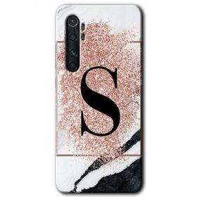 Xiaomi Mi Note 10 Lite Pembe Mermer Desenli S Harfi Baskılı Uyumlu Silikon Kılıf