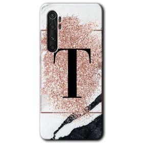 Xiaomi Mi Note 10 Lite Pembe Mermer Desenli T Harfi Baskılı Uyumlu Silikon Kılıf