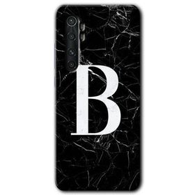 Xiaomi Mi Note 10 Lite Siyah Mermer Desenli B Harfi Baskılı Uyumlu Silikon Kılıf