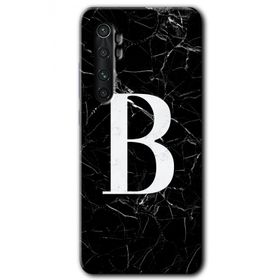 Xiaomi Mi Note 10 Lite Siyah Mermer Desenli B Harfi Baskılı Uyumlu Silikon Kılıf