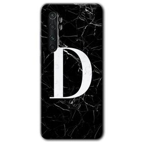 Xiaomi Mi Note 10 Lite Siyah Mermer Desenli D Harfi Baskılı Uyumlu Silikon Kılıf