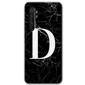 Xiaomi Mi Note 10 Lite Siyah Mermer Desenli D Harfi Baskılı Uyumlu Silikon Kılıf