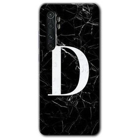 Xiaomi Mi Note 10 Lite Siyah Mermer Desenli D Harfi Baskılı Uyumlu Silikon Kılıf
