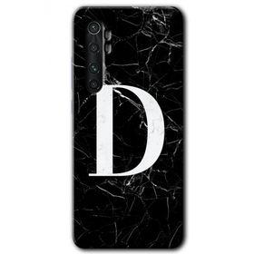 Xiaomi Mi Note 10 Lite Siyah Mermer Desenli D Harfi Baskılı Uyumlu Silikon Kılıf