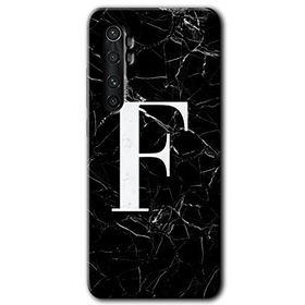 Xiaomi Mi Note 10 Lite Siyah Mermer Desenli F Harfi Baskılı Uyumlu Silikon Kılıf