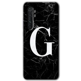 Xiaomi Mi Note 10 Lite Siyah Mermer Desenli G Harfi Baskılı Uyumlu Silikon Kılıf