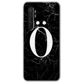 Xiaomi Mi Note 10 Lite Siyah Mermer Desenli Ö Harfi Baskılı Uyumlu Silikon Kılıf