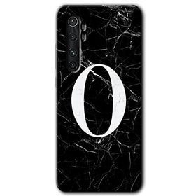 Xiaomi Mi Note 10 Lite Siyah Mermer Desenli Ö Harfi Baskılı Uyumlu Silikon Kılıf