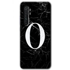 Xiaomi Mi Note 10 Lite Siyah Mermer Desenli Ö Harfi Baskılı Uyumlu Silikon Kılıf