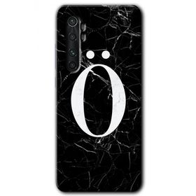 Xiaomi Mi Note 10 Lite Siyah Mermer Desenli Ö Harfi Baskılı Uyumlu Silikon Kılıf