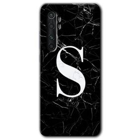 Xiaomi Mi Note 10 Lite Siyah Mermer Desenli S Harfi Baskılı Uyumlu Silikon Kılıf