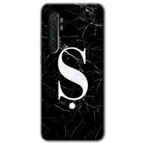 Xiaomi Mi Note 10 Lite Siyah Mermer Desenli S Harfi Baskılı Uyumlu Silikon Kılıf