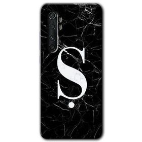 Xiaomi Mi Note 10 Lite Siyah Mermer Desenli S Harfi Baskılı Uyumlu Silikon Kılıf