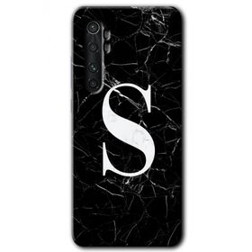 Xiaomi Mi Note 10 Lite Siyah Mermer Desenli S Harfi Baskılı Uyumlu Silikon Kılıf