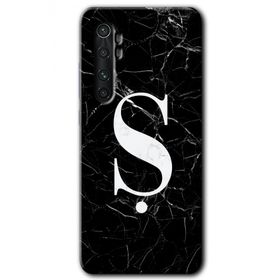 Xiaomi Mi Note 10 Lite Siyah Mermer Desenli S Harfi Baskılı Uyumlu Silikon Kılıf