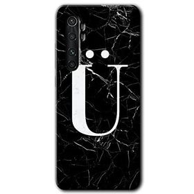 Xiaomi Mi Note 10 Lite Siyah Mermer Desenli Ü Harfi Baskılı Uyumlu Silikon Kılıf