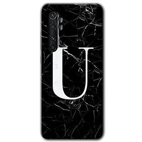 Xiaomi Mi Note 10 Lite Siyah Mermer Desenli Ü Harfi Baskılı Uyumlu Silikon Kılıf