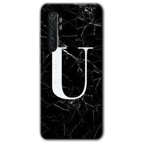 Xiaomi Mi Note 10 Lite Siyah Mermer Desenli Ü Harfi Baskılı Uyumlu Silikon Kılıf