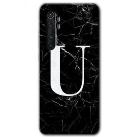 Xiaomi Mi Note 10 Lite Siyah Mermer Desenli Ü Harfi Baskılı Uyumlu Silikon Kılıf